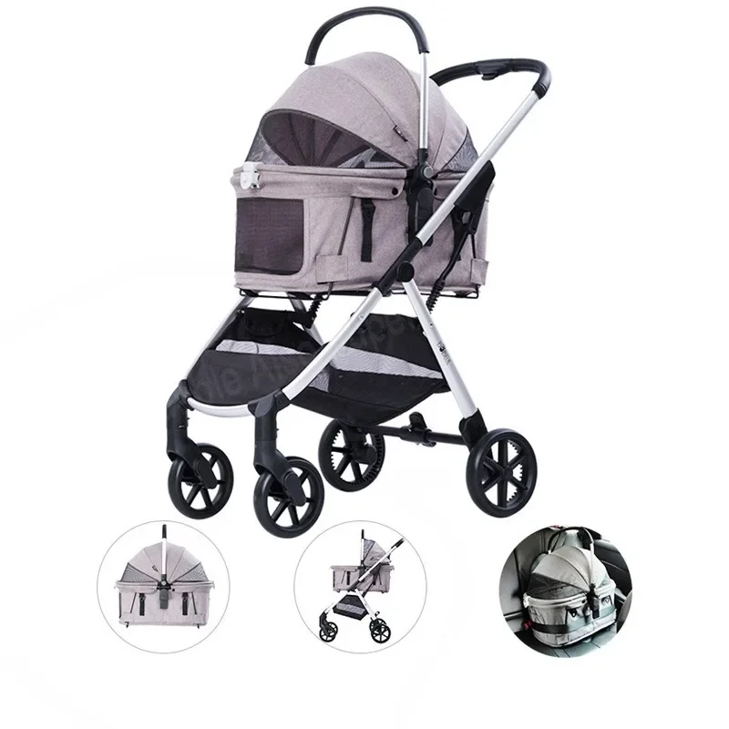 Nordic Portable Pet Stroller for Cats and Dogs Separable Pet Bag Foldable Seasons Universal Stroller Outdoor Walking Trolley