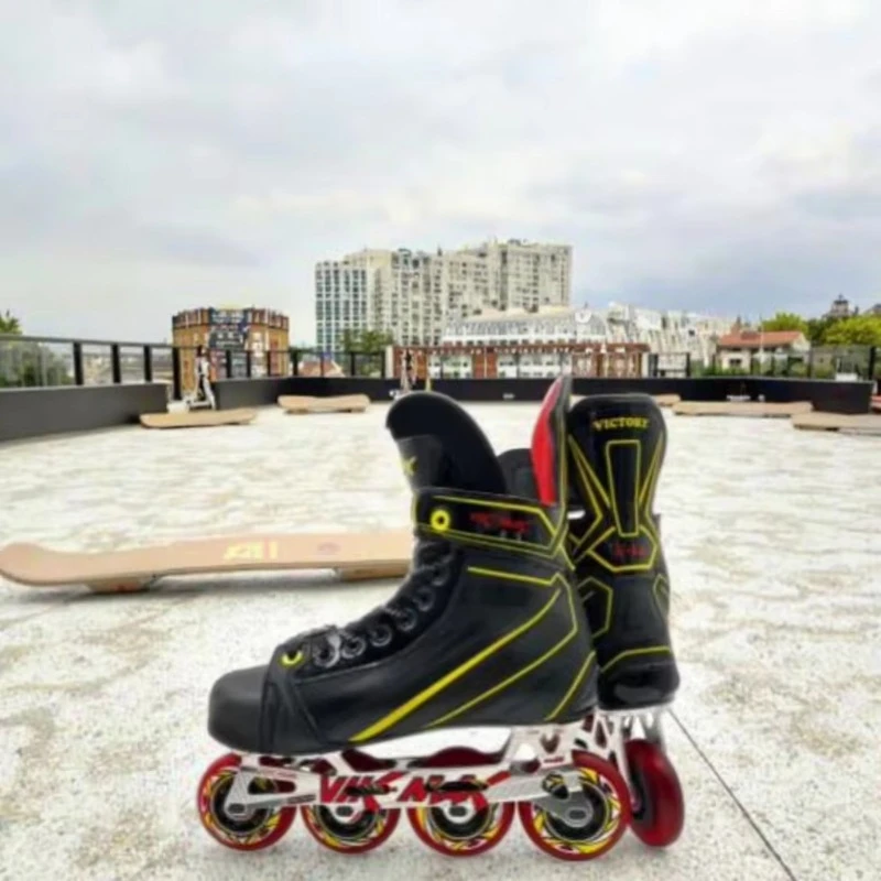 Speed Skating Shoes, Adult Children, Professional Speed Boots, Four Wheel Portable Roller Skates, Speed Roller Skates