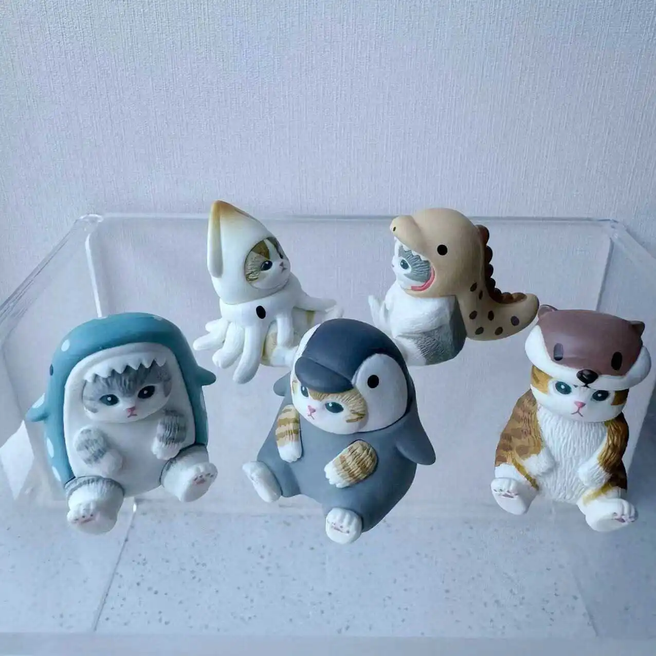 5 Pcs/Set Shark Cat Cos Marine Creature Sitting Posture Ornament Decorations Cute Gifts Doll