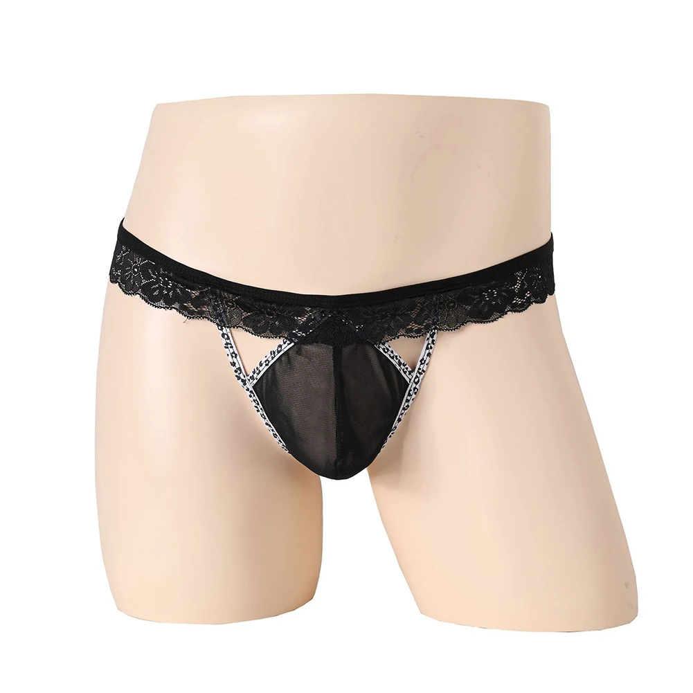 

For Daily Wear Lace Mesh Underwear G-String Lingerie For Daily Wear Leopard Pattern Low Waist Regular Length Breathable