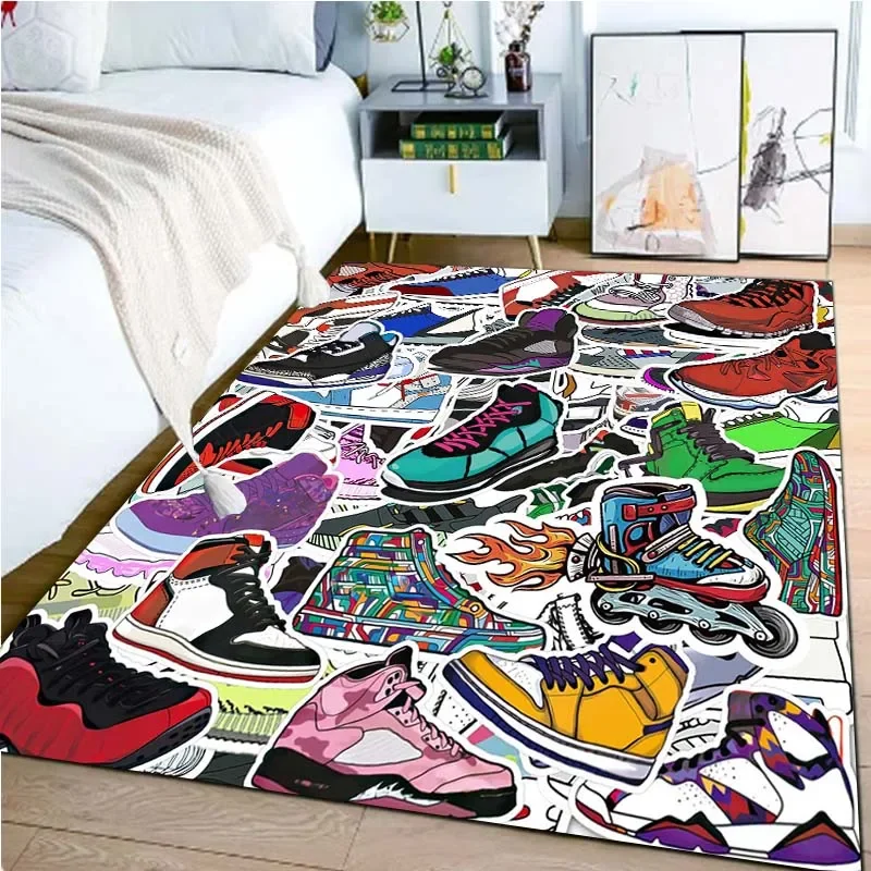 Cartoon Shoes Fashion Custom Bedroom Rug Living Room Carpet Non-slip Bathroom Mat Birthday Gift Bedroom Decor Play Mat Area Rug