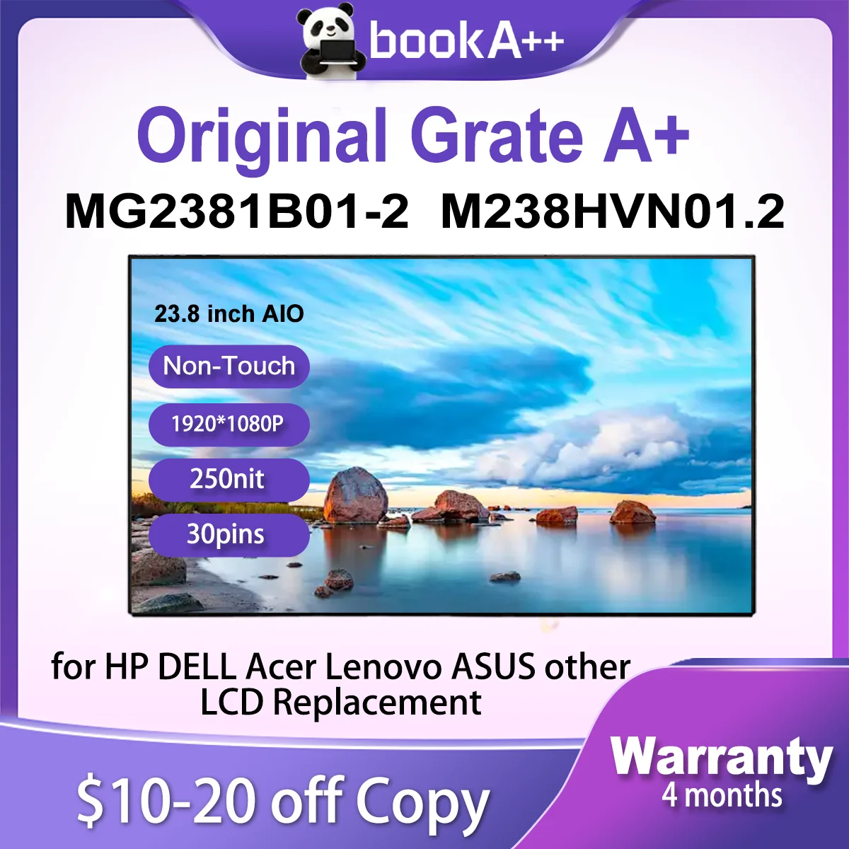 

Original New 23.8" Lcd Display MG2381B01 2 MG2381B01-2 M238HVN01.2 for Lenovo for DELL for HP for Computer Monitors