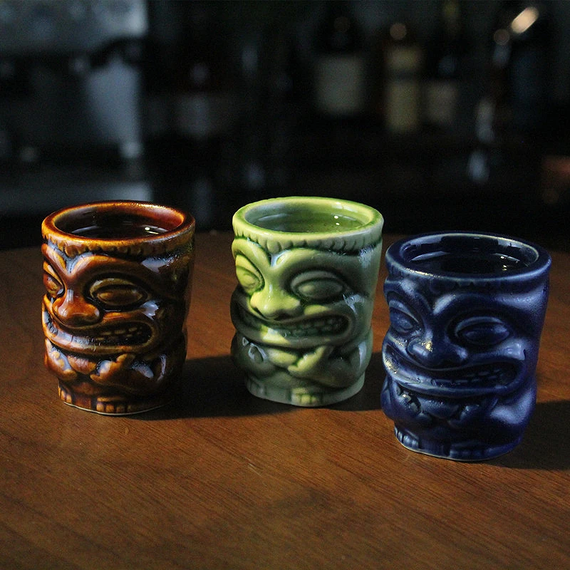 Creative Ceramic Cup Mini Cup Totem Cup Party Beer Beverage Tiki Mug Wine Cups Bar Tools Mask Mug Beverage Mug Halloween Gift