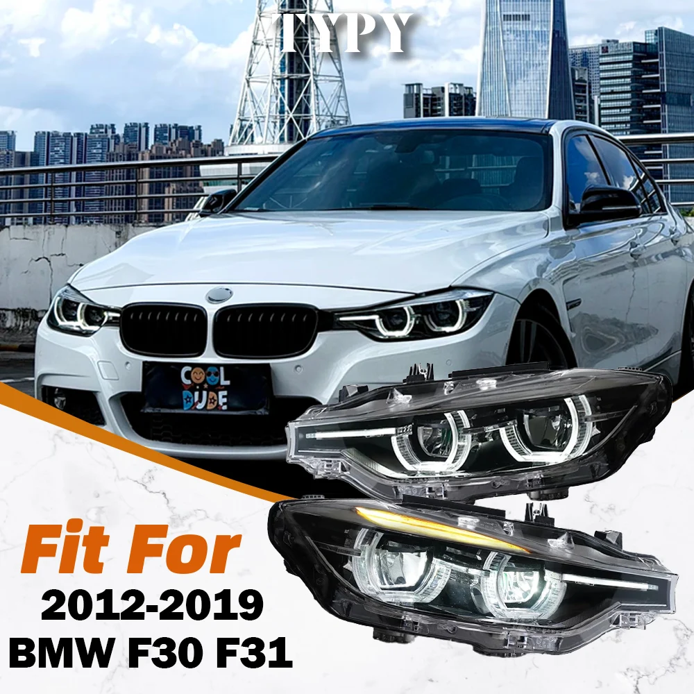 TYPY 2Pcs Car Lights For BMW F30 2012-2019 F31 LED Headlight 320i 318i 325i LED Head Lamps Daytime Running Lights DRL Turn Signal Auto Accesories