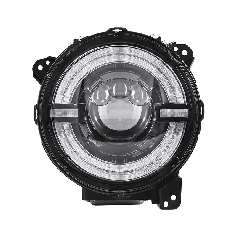 Brightest 9 inch 120W round led car headlight high low with 4lens in the middle & double halo rings for jeep wrangler jl 2018+