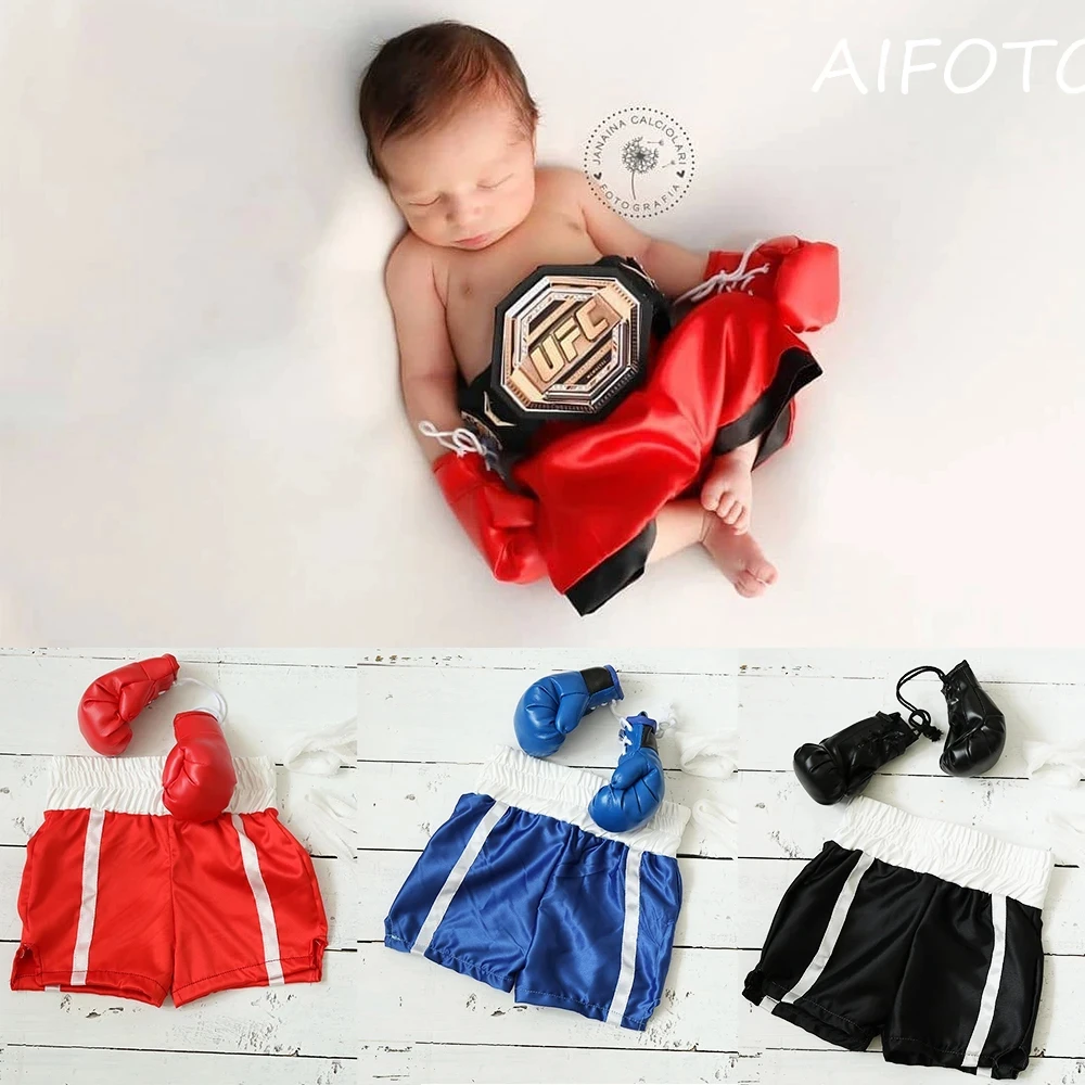 Newborn Baby Boy Photography Props 10CM Mini Boxing Glove Pendant Boxing Ring Competition