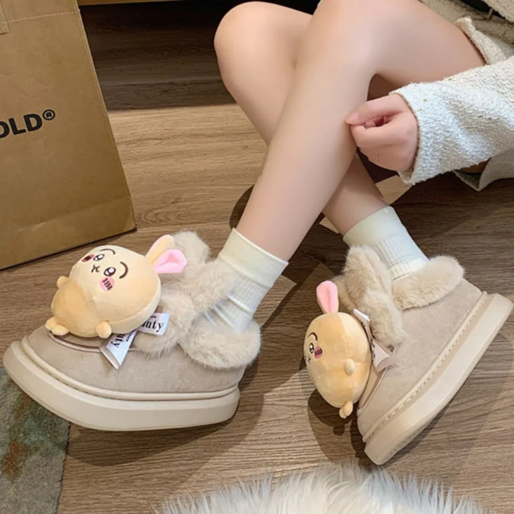 Chikawa Cotton-padded Shoes Miniso Cute Cartoon 3D Doll  Keep Warm Thickening Shoes Winter New Cute Originality Rabbit Shoes