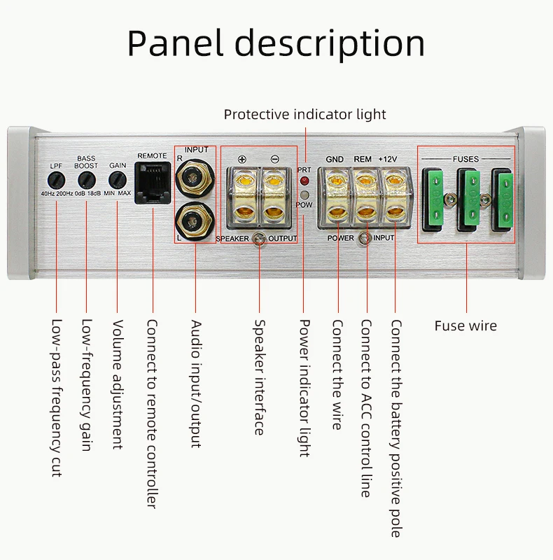 Wholesale  10Hz-200Hz K-1200.1D 1200W Class D 1 Channel Digital Car Amplifier Super High Power Monoblock Audio Car Amplifier