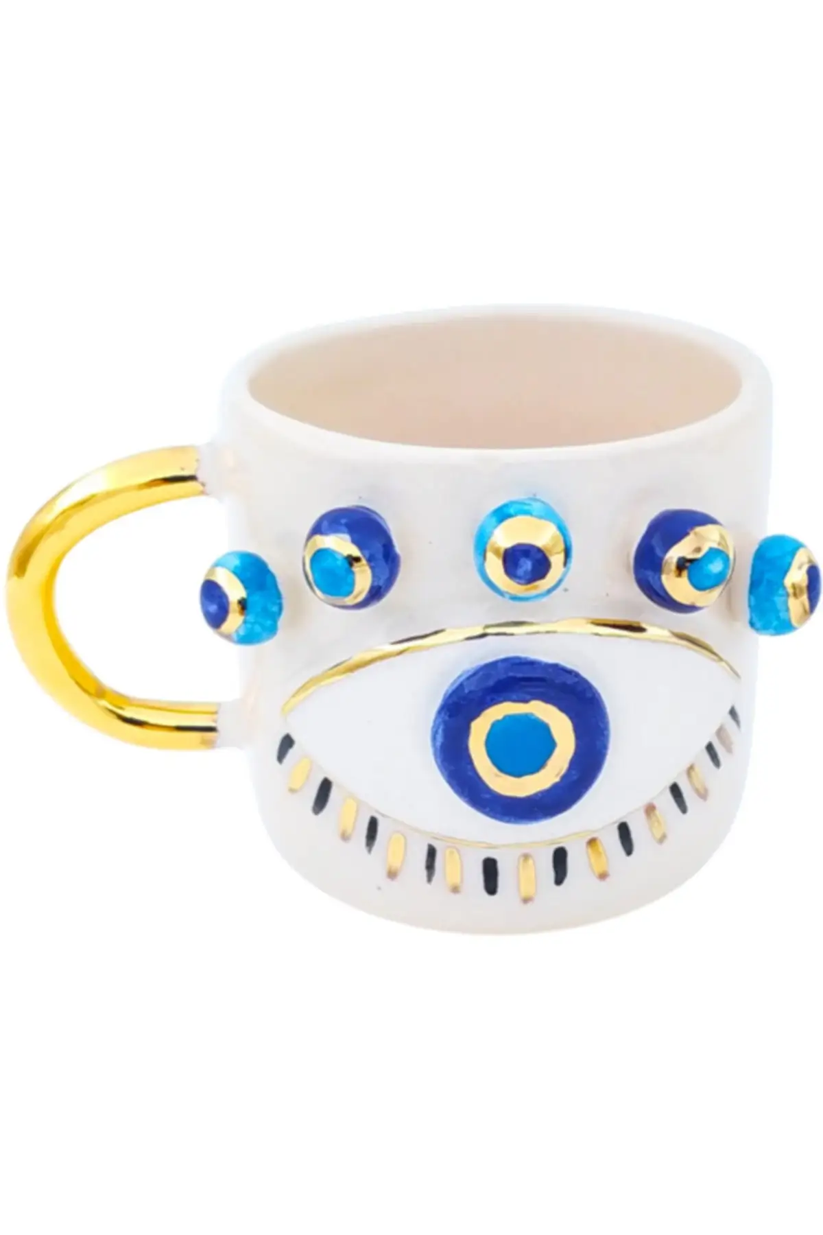 DOLBOVI 24 sterling gold embroidered, evil eye figured, 100 handmade, handmade, double turkish coffee cup cup