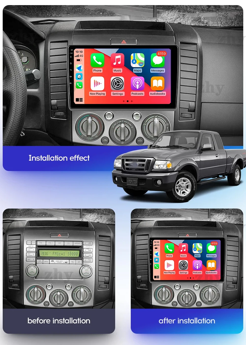 Android 14 Carplay Auto For Ford Everest Ranger Mazda BT50 BT-50 2006 2007-2010 Car Radio Multimedia Video Player Navigation GPS