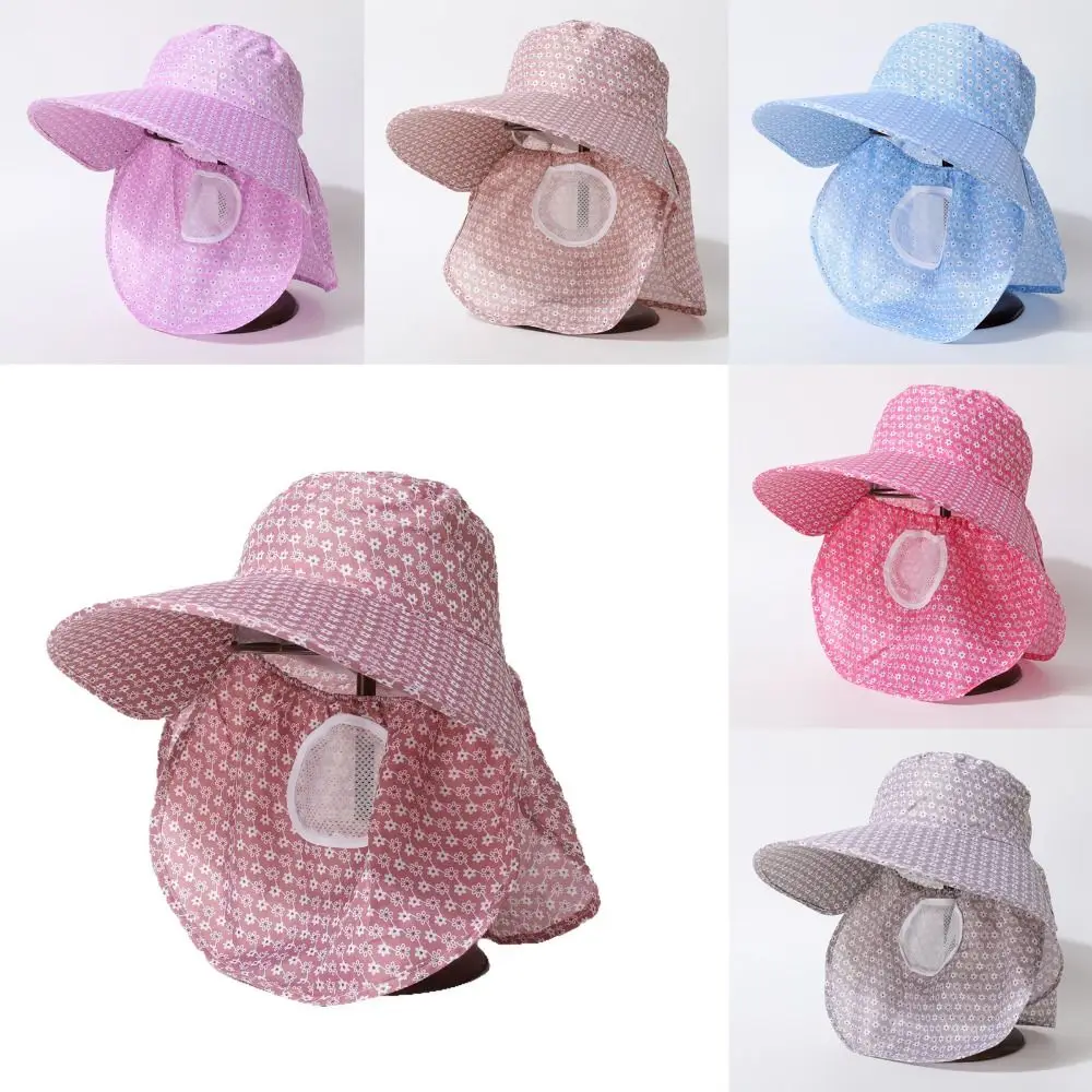 

New Wide Brim Sunscreen Hat Breathable with Face Neck Protection Beach Cap Anti-UV Fisherman Hat Women