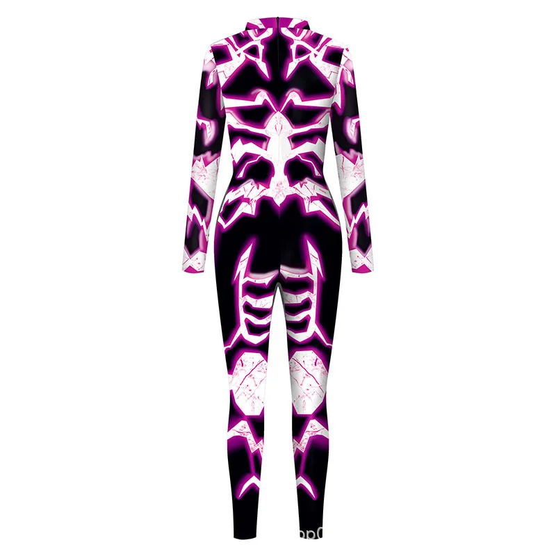 Damen 3D-gedruckter Skelett-Catsuit Jumpsuit Sexy Cosplay-Kostüm für Halloween-Party Modischer Cosplayer Aerial Yoga Bodysuit – Detail 24