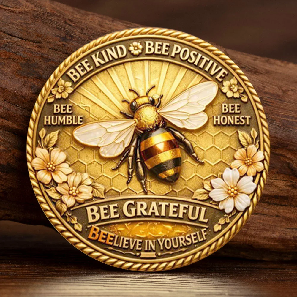 Bee Positive Bee Grateful Gold Plated Lucky Souvenir Coin Don't Forget To Bee Awesome Collection Coin