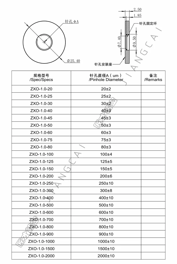 

accessories for spatial filter system with a diameter of 30 40 50um 75 micronsPrecision pinhole diameter in optical laboratory