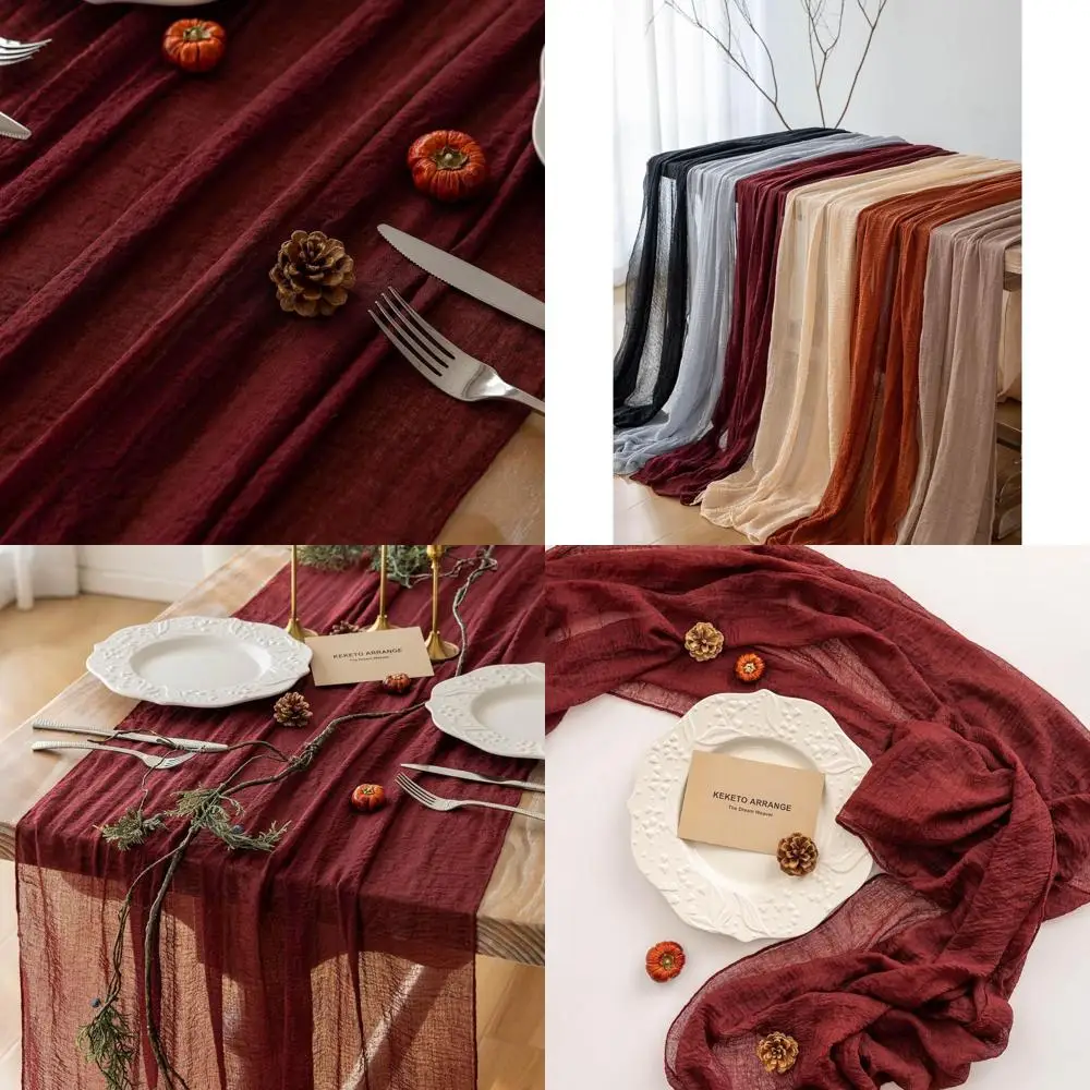 

Burgundy 6-Piece Cheesecloth Table Runners, 120 Long, for Rustic Boho Weddings, Showers, Parties, and Home Decor