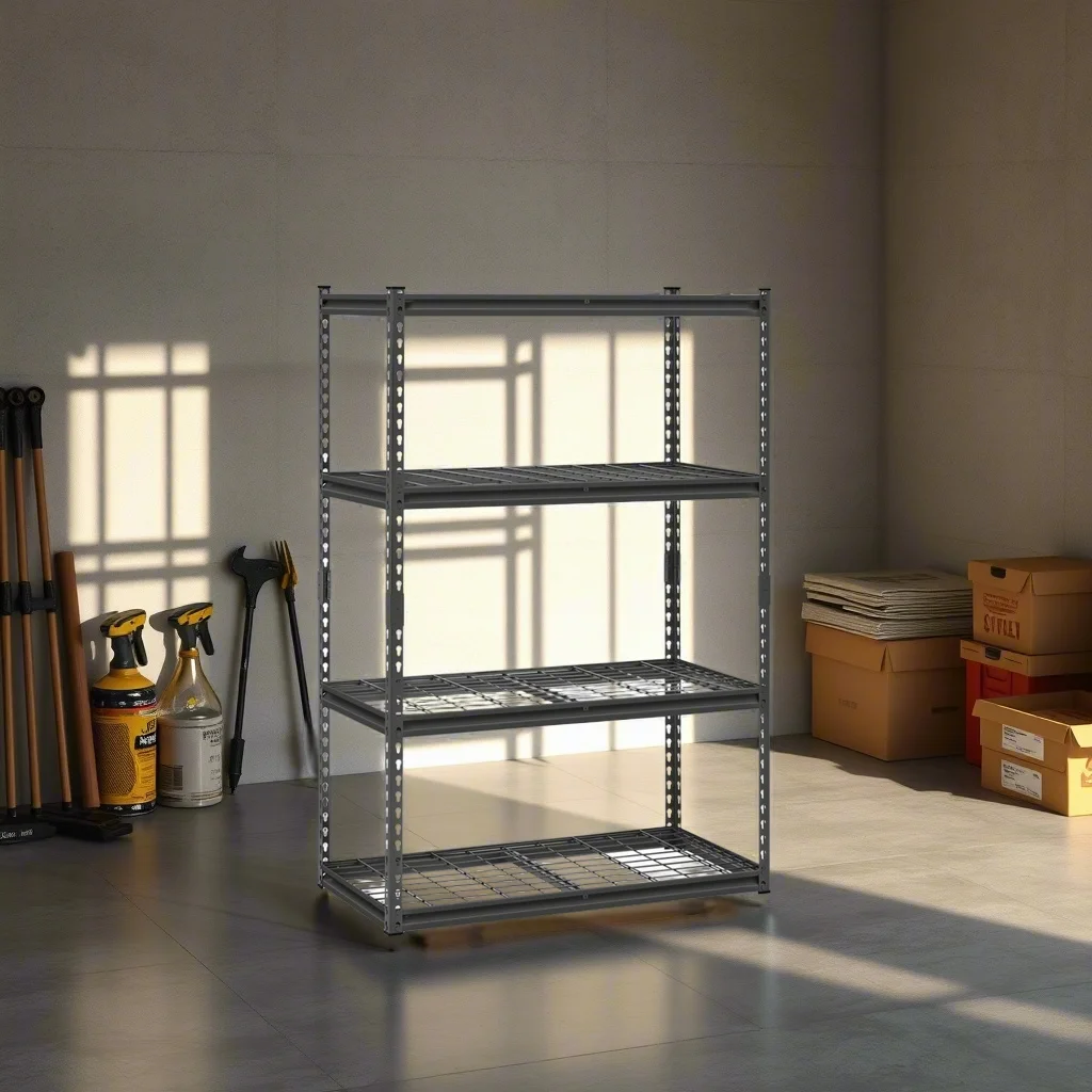 Heavy Duty Adjustable 4 Tier Storage Shelves 2400 lbs Load Capacity Storage Rack Living Room Display Shelf Multipurpose Display Rack for Garage Warehouse Basement Home