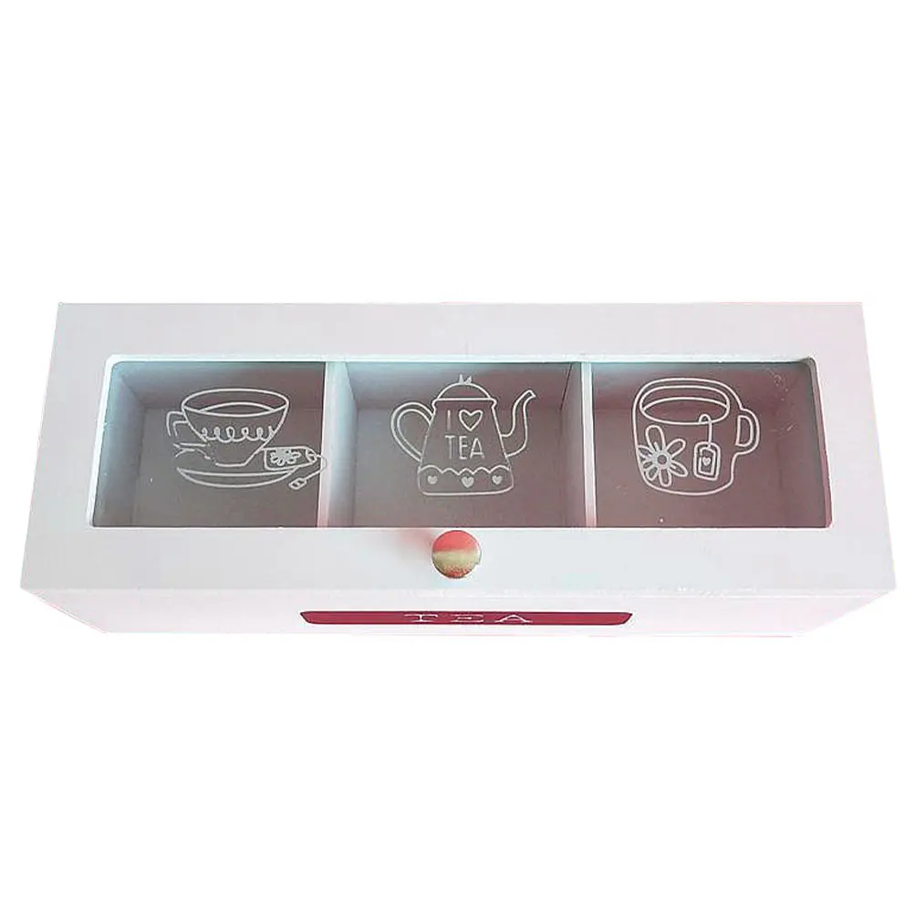 

1Pcs Wooden Tea Box Storage Case Creative Design Transparent Top Tea Bag Holder Coffee Sugar Candy Organizer