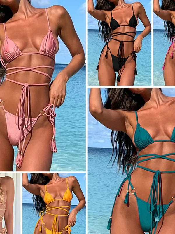 

2025 New Sexy Bikini e Soft Pa Crossbody Swimwear Women Faionable Sport Yoga Fitn Fans Supplies Swimsuit