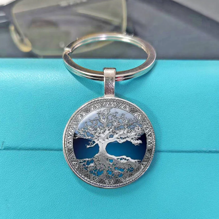 Hot Selling  Tree Of Life Glass cabochon  Keychain Fashion Creativediy Handmade Give Men's Women's Gift