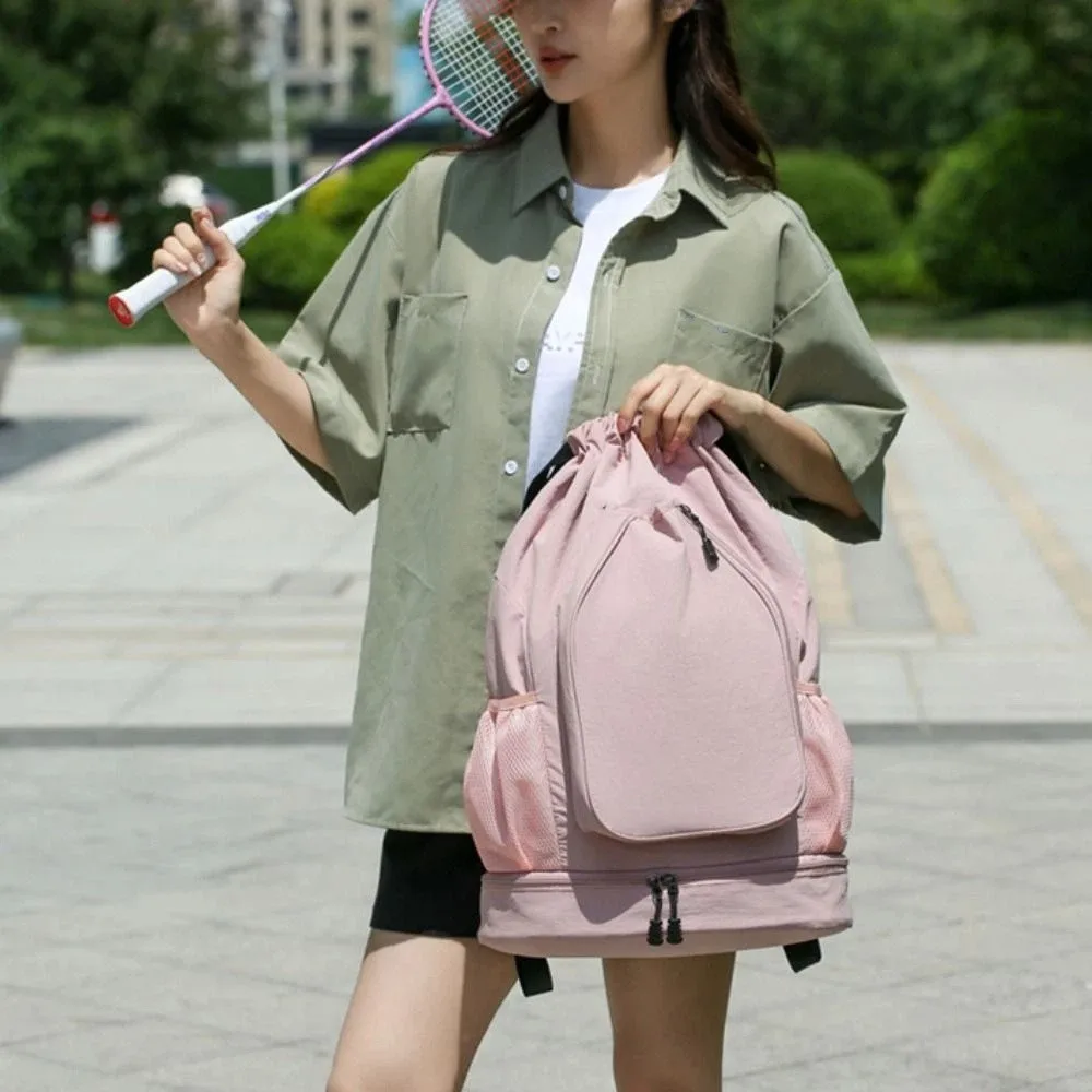 

2 Rackets Tennis Racket Backpack Large Capacity Waterproof Badminton Sports Bag Adjustable Strap Drawstring Closure