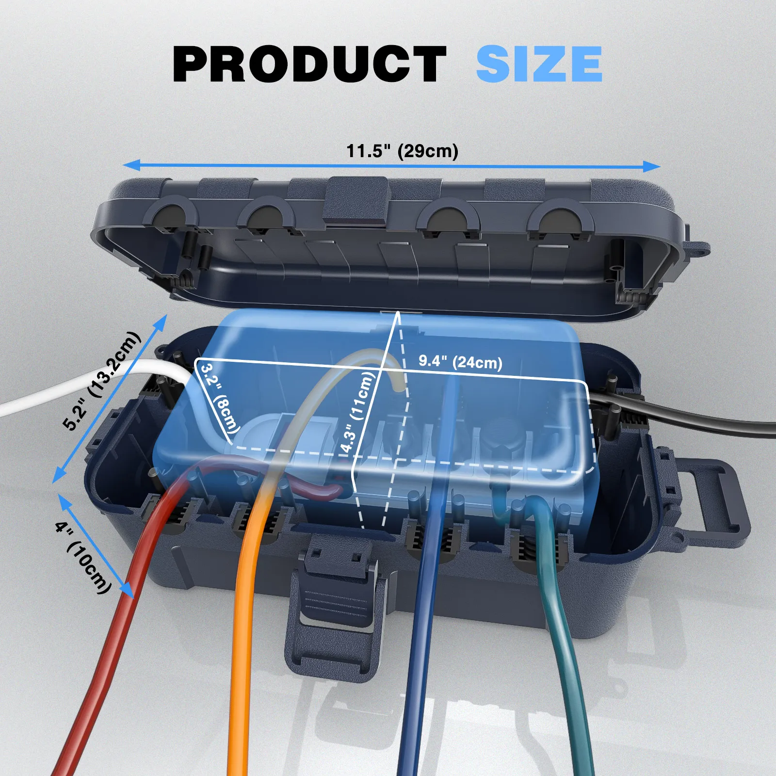 2 Pcs Medium Waterproof Cable Box IP54 Waterproof Junction Box Waterproof Tool Box For Extension Cables Power Strips Angle Plugs