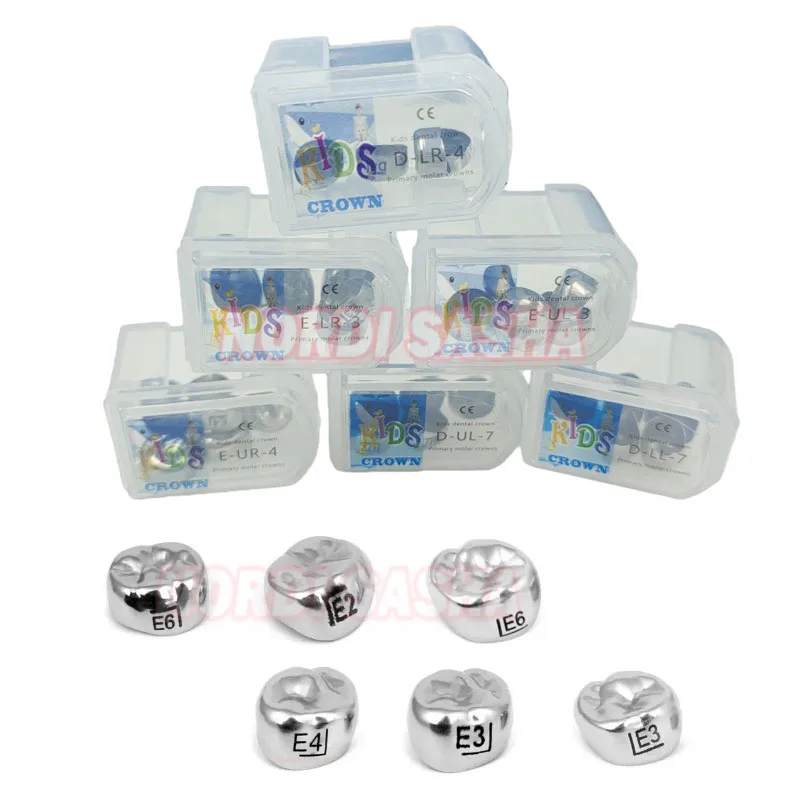 

5 шт./кор., стоматологическая детская корона, основная молярная корона, предварительно сформированная металлическая корона из нержавеющей стали, верхняя/нижняя, левая/правая, 1-я/2-я молярная корона