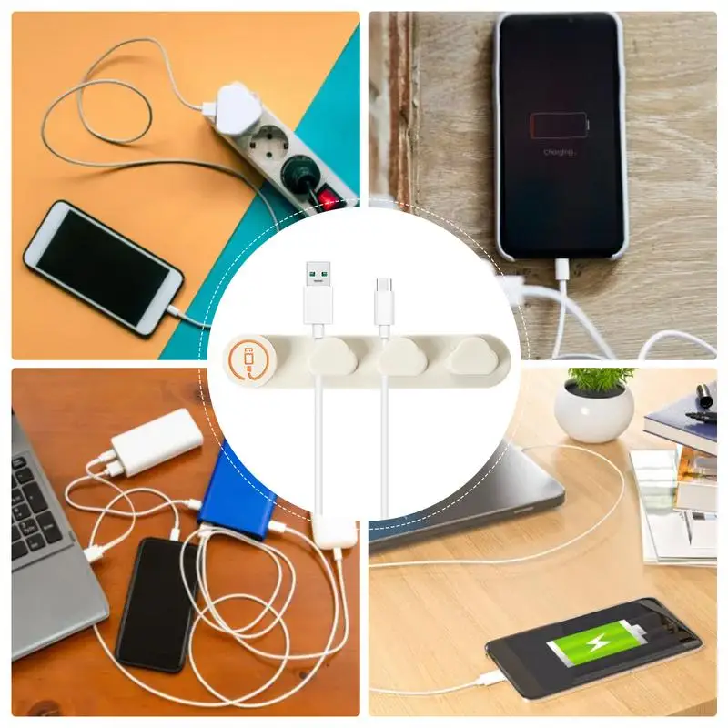 Organizador do cabo do Desktop USB, clipes de gerenciamento organizados, suporte do cabo para o mouse, fone de ouvido