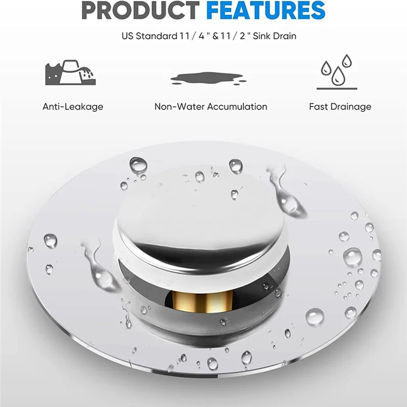 

A76K Слив для ванны Крышка для раковины из нержавеющей стали Крышка для раковины Нержавеющая сталь Универсальный устойчивый к запаху слив для раковины с силиконовым Ga