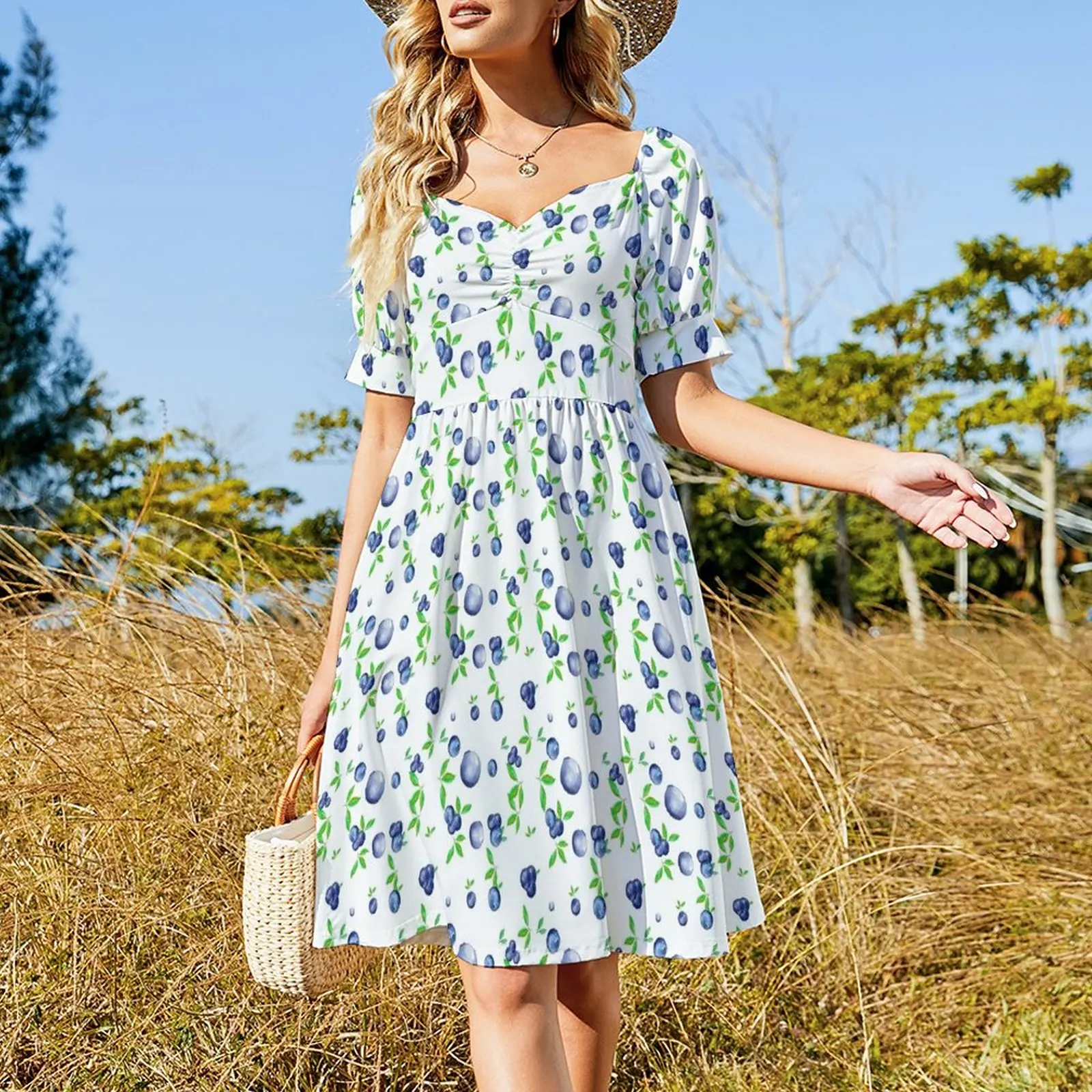 Blueberries,blueberry,fruits,watercolour pattern Sleeveless Dress sexy short dresses daring elegant and pretty women's dresses