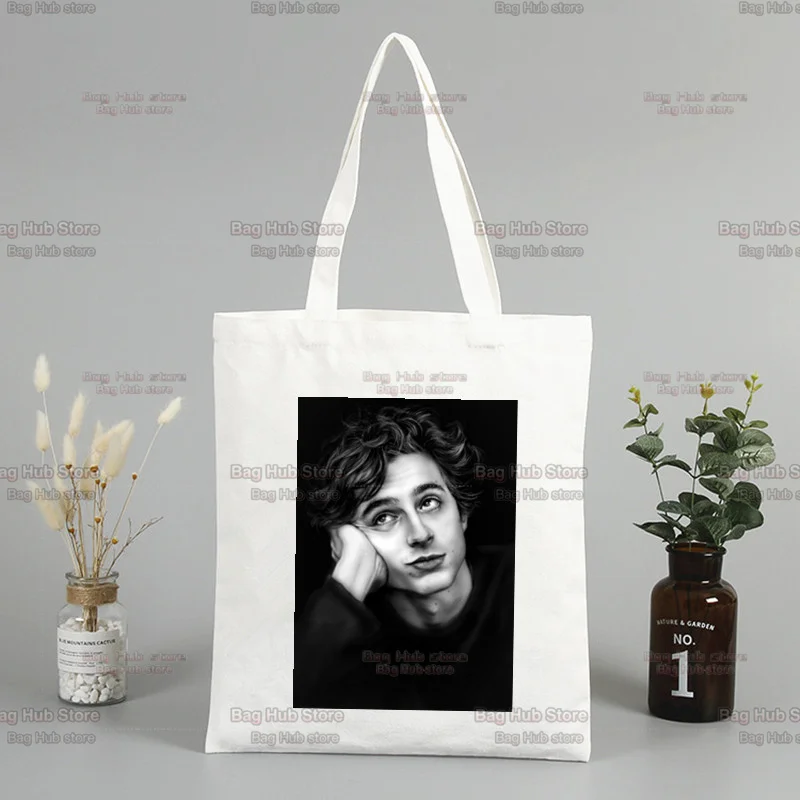 Timothee chalamet 90S โทรหาฉันโดยใช้ชื่อของคุณถุงช้อปปิ้ง bolsas de Tela ร้านขายของชำถุงช้อปปิ้งปอกระเจา