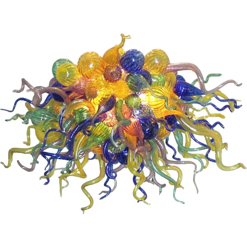Chandelier Lamp Colorful Popular Hand Blown Stained Glass Hanging LED Pendant Lights