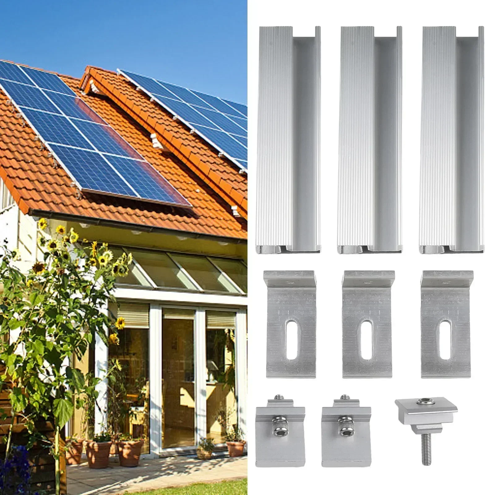 Solar Panel Bracket Set Mounting Rail Support Solar System Accessories 200mmx56mmx30mm Aluminum Alloy For Flat Roof Metal Roof