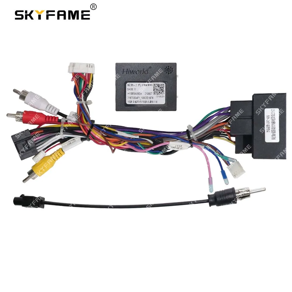 SKYFAME سيارة 16pin الأسلاك تسخير محول Canbus صندوق فك أندرويد راديو كابل الطاقة ل MG GS روفر RX5 MG6 SA06.11