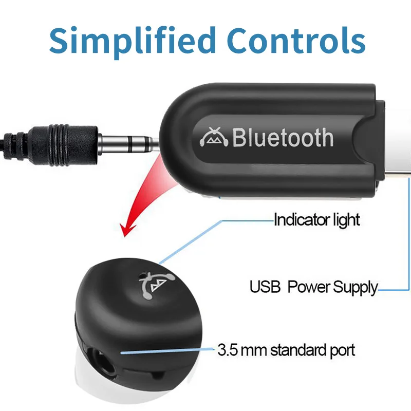 USB Bluetooth 5.0 Receiver Wireless Bluetooth Adapter 3.5mm AUX Jack Wireless Transmitter For PC Car Music TV PC Headphones Home