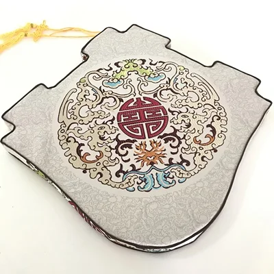 Custom Luxury Chinese Joyous Concave Triangle Chair Pad Comfort Gap Seat Cushion Anti-Slip Irregular Silk Satin Sponge Sit Mats