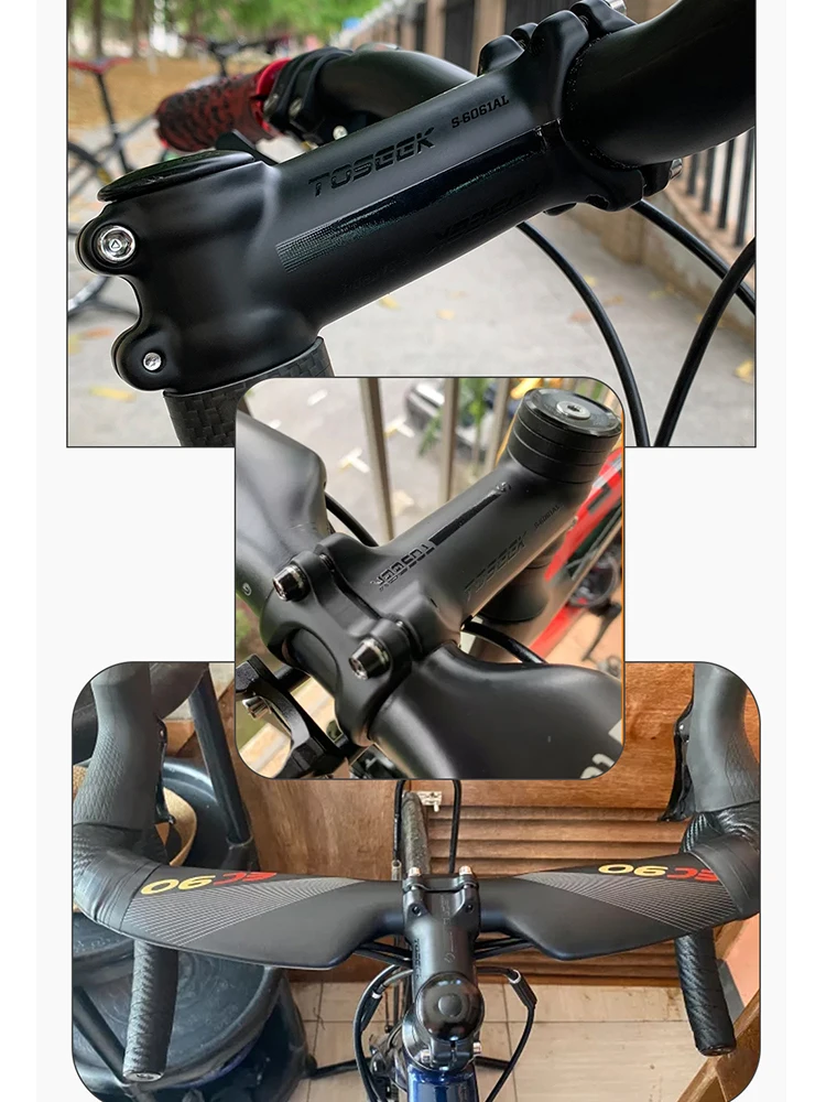 AliExpress NONE Toseek MTB Power Ultralight Aluminum Bicycle Handlebar Stem 6/17 Degree Road Mountain Bike Stem 60/70/80/90/100/110/120mm