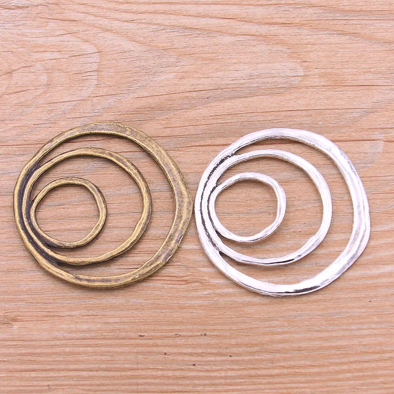 2PCS 50mm Wholesale New Product Two Color Big Hollow Circle Charms Geometry Pendant Jewelry Metal Alloy DIY Marking