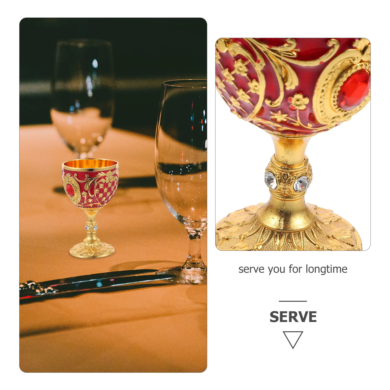 

Metal Liquor Cup 30ml Small Shot Glass Red Gold European Style Retro Home Decor Alloy Construction Anti break Design