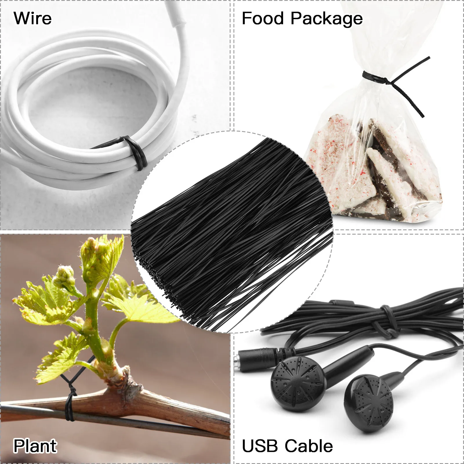 500Pcs 6 Inch Ties Cable Organizer Ties for Cord Management Packaging Face Mask Reinforcement Wire Tie Wraps