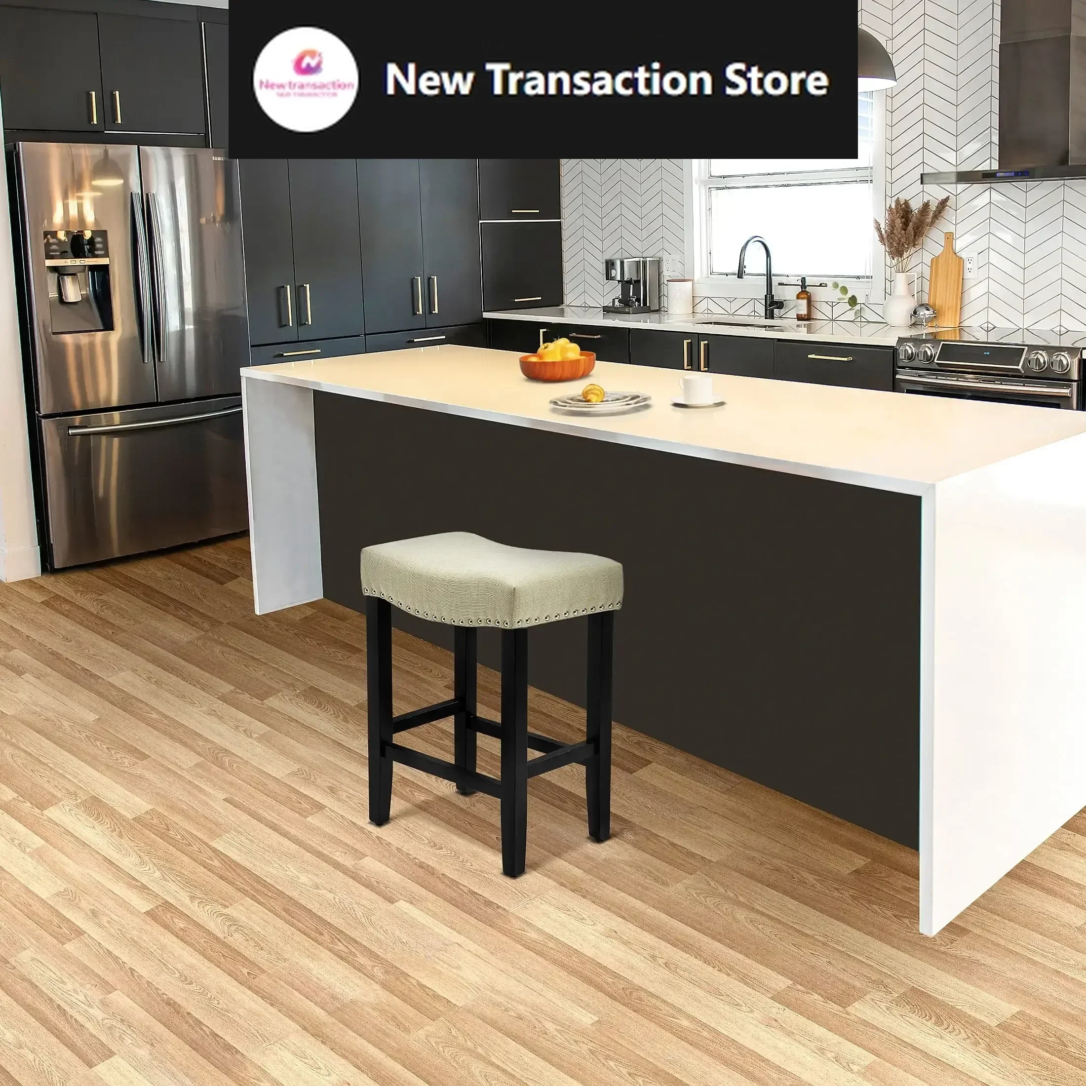 

24 inch Counter Stool for Island, Kitchen Dining, Bar, with Solidwood Leg, Beige