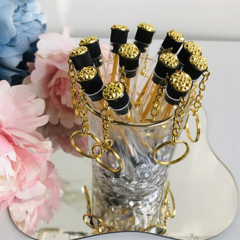 Cepillos de pestañas dorados, carretes, varitas de rímel de pestañas reutilizables en tubos, contenedor de peine para cejas, herramientas aplicadoras con llavero