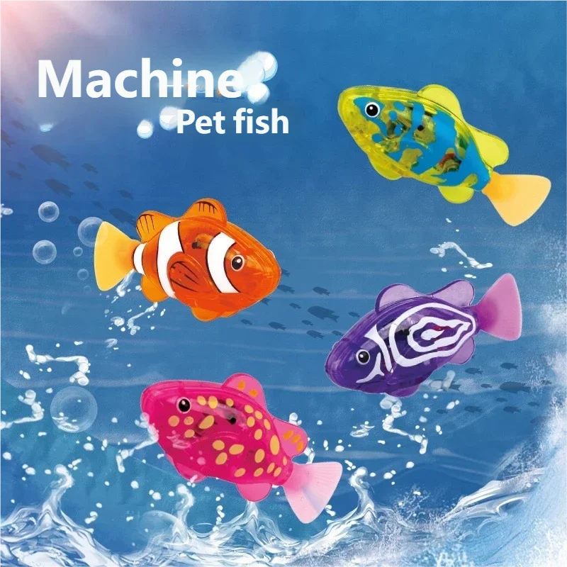 Gowinbaby Juguete de pez realista con sensor de luz para baño de bebés, pequeño pez eléctrico que juega en el agua, pez mascota que puede nadar, pez payaso.