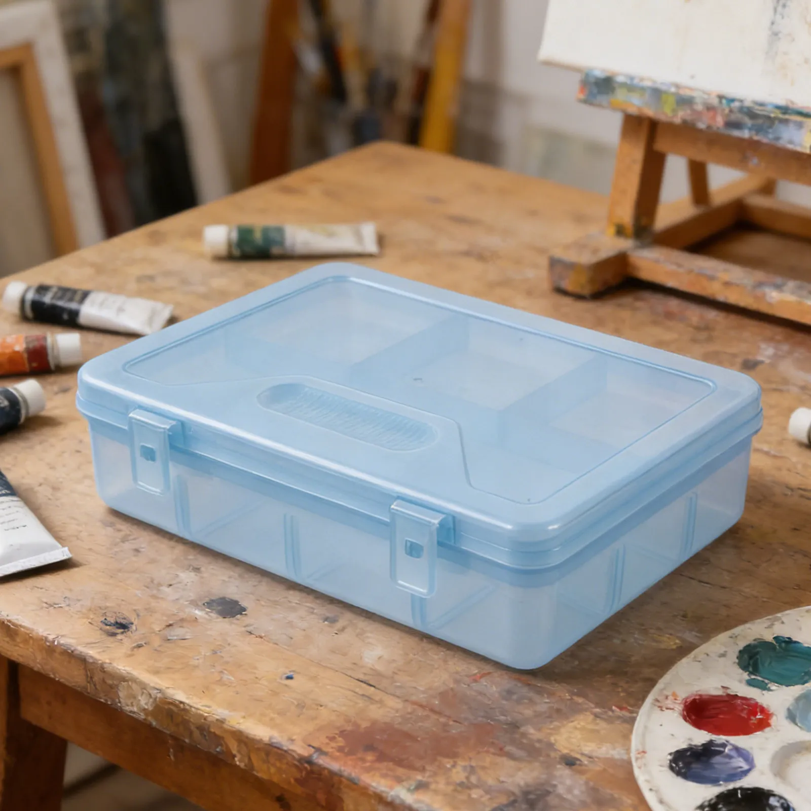 2pcs-paint-brush-holder-box-double-layer-clear-plastic-storage-case-portable-art-supply-organizer-for-drawing-brushes-watercolor