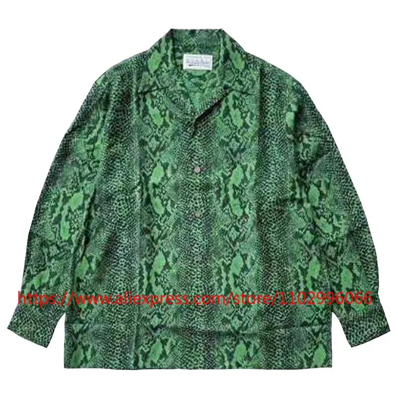 Classic Streetwear Patterned Print Wacko Long-sleeved Shirt Men Loose Casual Summer Long Sleeves Top