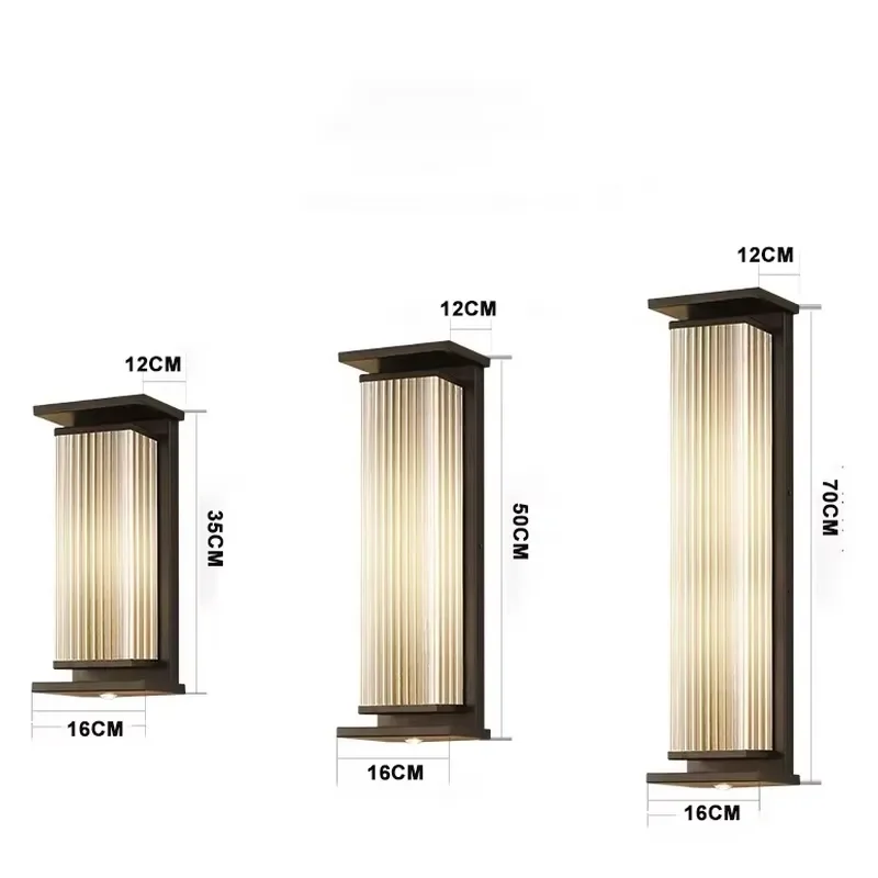 Modern Solar LED Waterproof IP65 Outdoor Striped Aluminum Wall Light 35/50/70 cm, Home Porch Garden
