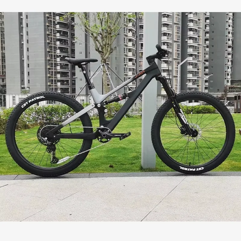 

Carbon Fiber Frame Soft-tail MTB 27.5 Inch Full Suspension Mountain Bike 12 Speeds Downhill Racing Bike