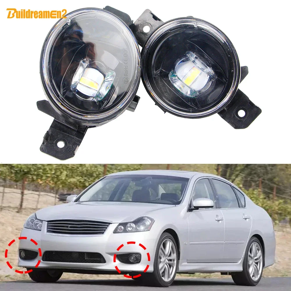 2 Pcs 30W Car Front Bumper LED Fog Light Daytime Running Lamp DRL Assembly H11 For Infiniti M45 M45X 2008 2009 2010