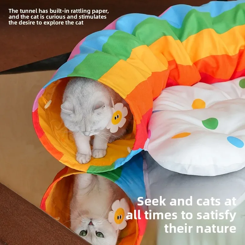 Rainbow Cat Tunnel Four Seasons Universal Cat Nest Tunnel Removable, Washing, Playing and Resting Integrated Cat Escape House