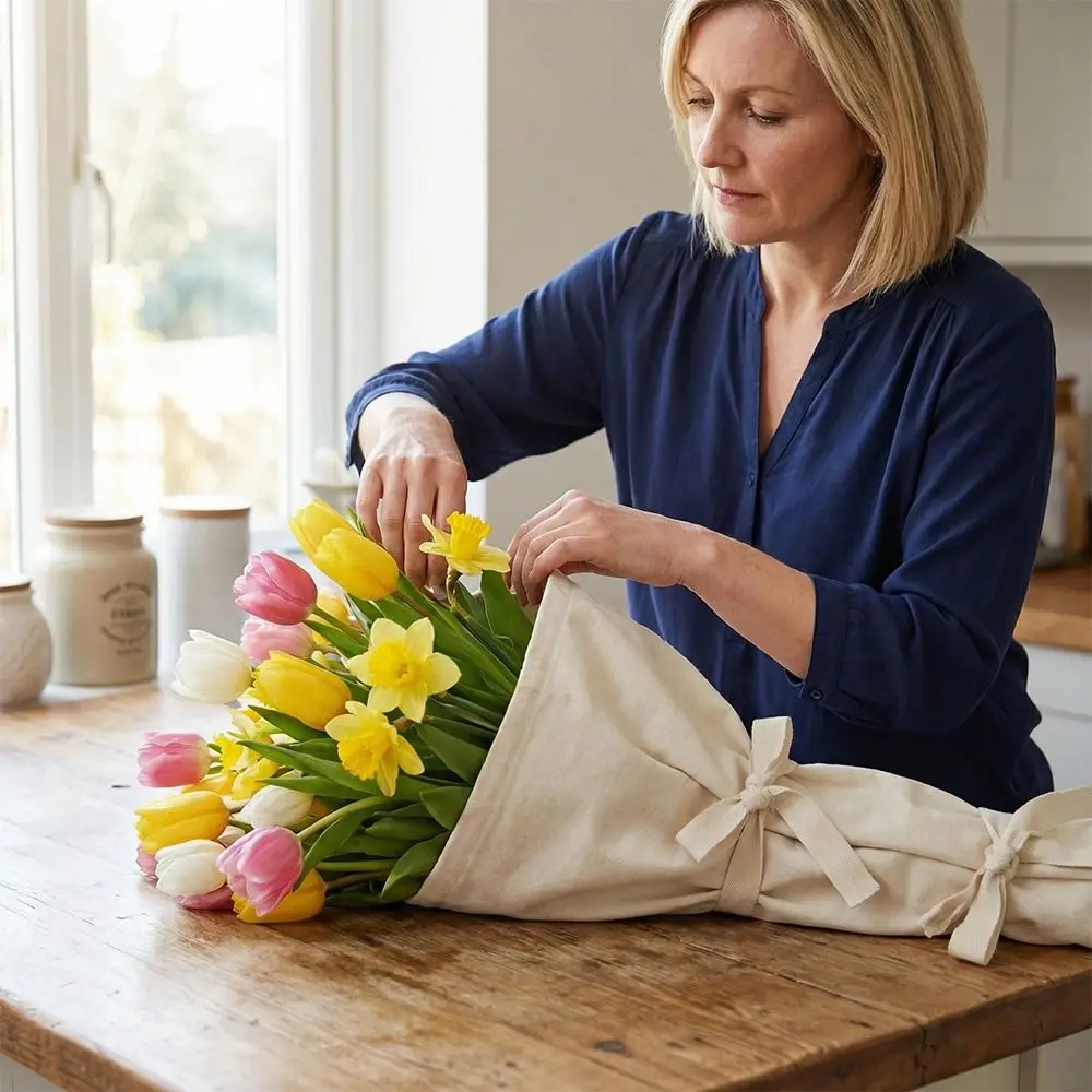 

Thickened Flower Wrapping Bag Hanging Handmade Flower Cloth Tote Portable Reusable Bouquet Packaging Bags Home Decoration