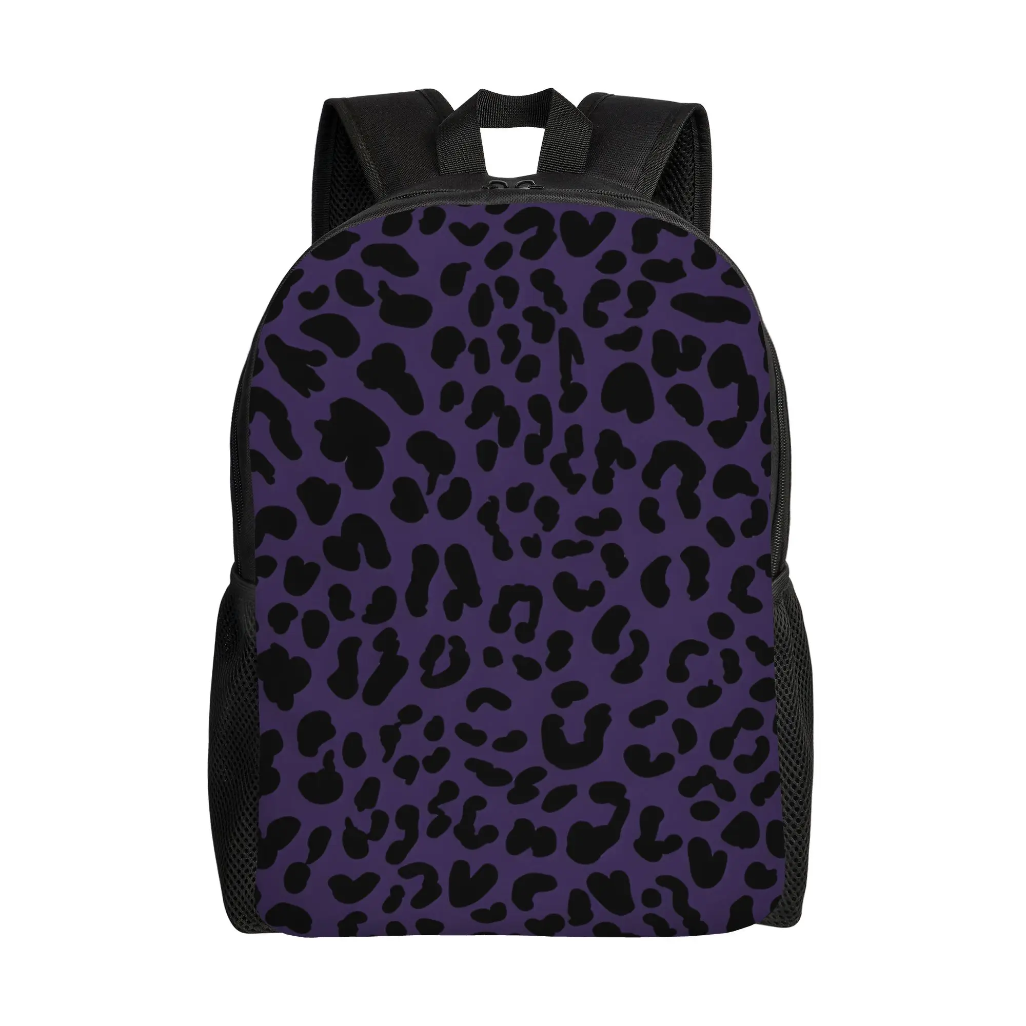 Leopard Print Handbag Back to school season Dark Purple Leopard Print  Dual-Use Backpack